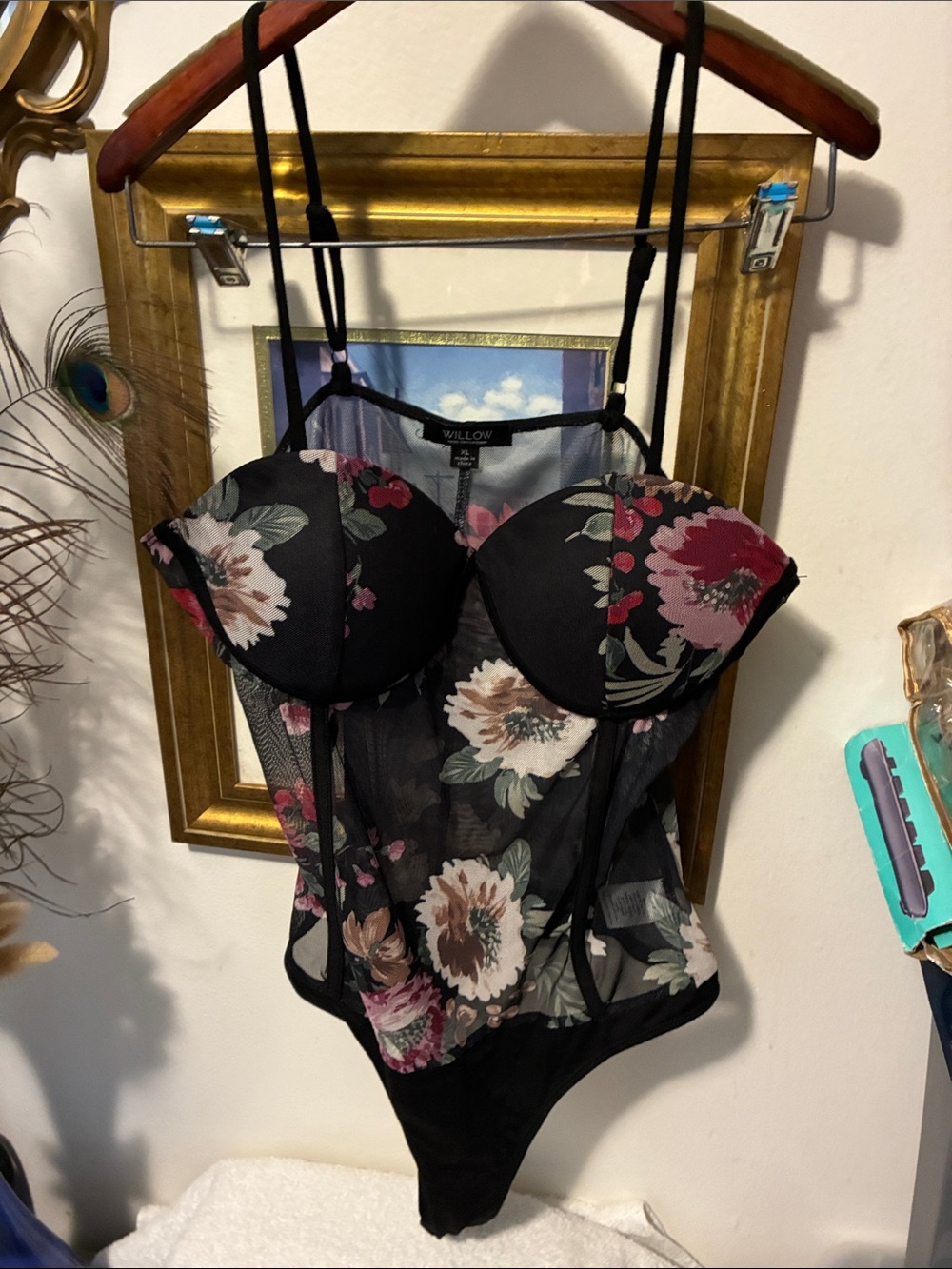 Willow Black Floral Sheer Mesh Bodysuit